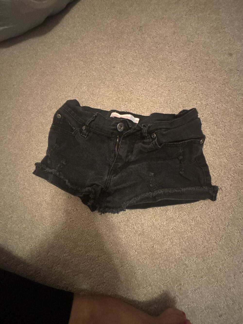 Vintage Havana Denim Shorts kids Size 12 Black Distressed Raw Hem